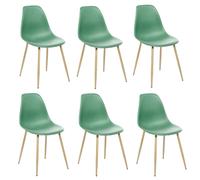 Lot de 6 chaises scandinave et pieds métal effet bois TAHO - Vert