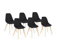 IDMarket - Lot de 6 chaises scandinaves GABY en tissu pour salle à manger - Noires