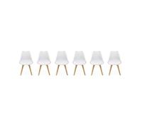 Lot de 6 chaises scandinaves. pieds bois de hêtre. fauteuils 1 place. blancs