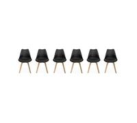 Lot de 6 chaises scandinaves. pieds bois de hêtre. fauteuils 1 place. noirs