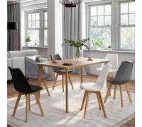 IDMarket – Lot de 6 chaises scandinaves SARA – Gris foncé, blanc, noir et patchwork velours