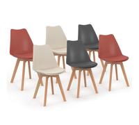 Lot de 6 chaises scandinaves SARA mix color gris foncé x2, terracotta x2, beige x2