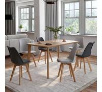 IDMarket Chaises scandinaves SARA – Lot de 6 – mix gris foncé x3 et gris clair x3