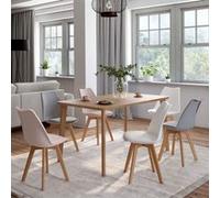 IDMarket Lot de 6 chaises scandinaves SARA – mix couleurs pastel : rose x2, gris clair x2, blanc x2