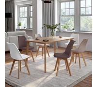 IDMarket Chaises de salle à manger SARA scandinaves - taupe, beige et blanc - Lot de 6