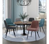 IDMARKET Lot de 6 chaises THALYA en velours mix color pastel bleu x2, gris foncé x2, gris clair, rose avec accoudoirs