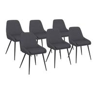 Lot de 6 chaises THALYA en tissu gris avec accoudoirs