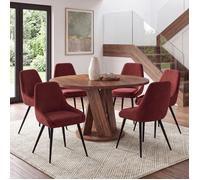 IDMarket - Lot de 6 chaises THALYA en Velours Bordeaux avec accoudoirs