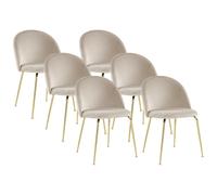 Lot de 6 chaises - Velours et acier inoxydable doré - Beige - MELBOURNE