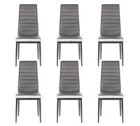 Lot de 6 Chaises VIVOLILV - Chaises de salle à manger en cuir Gris - Chaises Contemporain - 40X39X98 cm