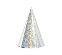 Lot de 6 chapeaux de fête hologramme de 16 cm - Pour fête du Nouvel An - Pour anniversaire d'enfant - Argenté