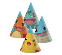 Procos Chapeaux de fête Pokemon – Lot de 6 Pikachu en carton 17 x 16 cm avec élastique
