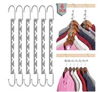 Lot de 6 Cintre Gain de Place en inox - Multifonctionnel Magiques Organisateur de Cintre Metal - 26cm