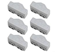 Lot de 6 connecteurs électriques 60 A pour bornier rapide, 1 à 4 voies avec conducteur en laiton robuste, isolation ignifuge pour fils de 1 à 6 mm², 400 V, gris, 6 pièces