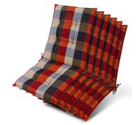 Lot de 6 coussins Beautissu Sun-NL pour dossier de siège, 105 x 50 x 8 cm, à carreaux orange et beige