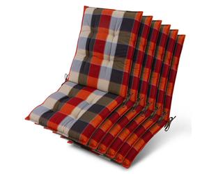 Lot de 6 coussins Beautissu Sun-NL pour dossier de siège, 105 x 50 x 8 cm, à carreaux orange et beige