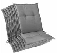 Lot de 6 coussins d'assise Beautissu Premium pour chaises de jardin à dossier bas, 105 x 50 x 7 cm, gris clair