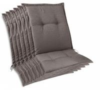 Lot de 6 coussins d'assise Beautissu Premium pour chaises de jardin à dossier bas, 105 x 50 x 7 cm, taupe
