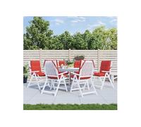 vidaXL Coussins de chaise à dossier bas lot de 6 rouge tissu oxford