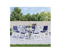 vidaXL Coussins de chaise à dossier bas lot de 6 bleu marine