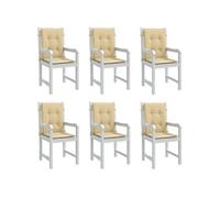 vidaXL Lot de 6 Coussins de Chaise à Dossier Bas, Oreillers de Balcon, Coussins de Sièges Patio Jardin Terrasse Extérieur, 4002456 Beige G