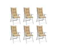 vidaXL Coussins de chaise à haut dossier 6 pcs. Melange Beige 120x50x7 cm Tissu