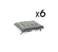 Lot de 6 Coussins de chaise en coton Gris, 38 x 38 cm --