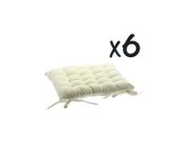 Lot de 6 Coussins de chaise en coton Ivoire, 38 x 38 cm --