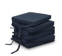 Beautissu Set de 6 Coussin de Chaise déhoussable Lavable avec Bandes Assise | 45x40cm bleu foncé galette de d'intérieur d' exterieur jardin Fixation antidérapant rembourrage Loft SK