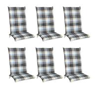 Beautissu Lot de 6 coussins pour dossier haut 120x50 cm Rembourrage bleu à carreaux