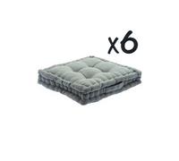 Lot de 6 Coussins de sol en coton Gris, 40 x 40 x H8 cm --