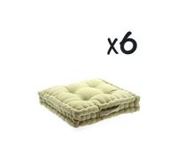 Lot de 6 Coussins de sol en coton Lin, 40 x 40 x H8 cm --