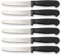Lot de 6 couteaux à pain noirs à lame dentelée en acier inoxydable, 22 cm de long, noir