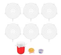 Lot de 6 couvercles en silicone extensibles - 9 cm - Couvercles de conservation des aliments - Gobelets à yaourt - Couvercle en silicone extensible pour boîtes, fruits, bols, gobelets - Transparent