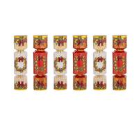 Lot de 6 crackers imprimés Couronne de Noël - Rouge et blanc