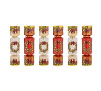 Lot de 6 crackers imprimés Couronne de Noël - Rouge et blanc