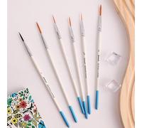 Lot de 6 crayons à croquis en nylon à longue queue - Stylo ultra fin pour dessin animé - Pinceau aquarelle bouleau - Pinceau Rigger - Pour acrylique, aquarelle et peinture à l'huile