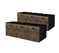 Lot de 6 cubes de rangement durables avec grain de bois décoratif - Boîte en tissu épais - Paniers de rangement pour étagère, placard, débarras, chambre à coucher, salon, chambre d'enfant, bureau