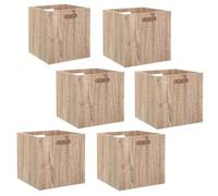 Lot de 6 cubes de rangement effet bois Beige, L. 31 x l. 31 x H. 31 cm, MIX'N MODUL