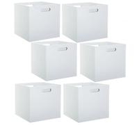 Lot de 6 cubes de rangement effet bois MIX'N MODUL - L. 31 x l. 31 x H. 31 cm - Blanc