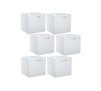 Toilinux.com Lot de 6 Boîtes de Rangement Effet Bois en MDF Mix n' modul - L. 31 x l. 31 cm - Blanc