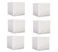 Lot de 6 cubes de rangement pliable bouclette - 30 x 30 cm - Beige