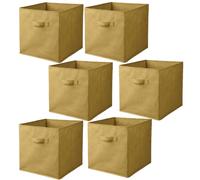 Lot de 6 cubes de rangement pliables en tissus avec poignée - 30x30x30cm - Jaune Ananas