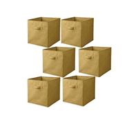 Lot de 6 cubes de rangement pliables en tissus avec poignée - 30x30x30cm - Jaune Ananas