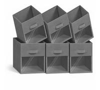 Lot de 6 cubes de rangement réversibles avec deux fenêtres transparentes, 27,9 x 27,9 x 27,9 cm, paniers en tissu robuste pour étagères, organiseurs de placard avec poignée en X renforcée pour