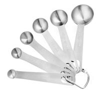 Lot de 6 Cuillères Doseuses en Acier Inoxydable 18/8, Set de Cuillères à Mesurer en Métal Robuste pour Ingrédients Secs et Liquides, Graduations US & Métriques ml Gravées, Idéal Cuisine & Pâtisserie