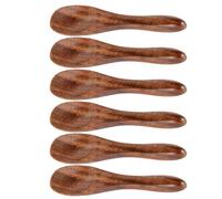 Lot de 6 cuillères en bois d’acacia, mini cuillères de 9 cm, 3,5 in, pour café et cuisine, cuillère doseuse compacte, adaptées au contact alimentaire, idée cadeau pratique, bois naturel