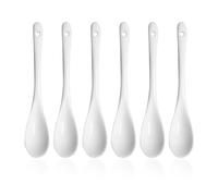 Lot de 6 Cuillères en Céramique Blanche - Mini Cuillères à Dessert, Confiture et Café - Set de Vaisselle pour Restaurants et Magasins