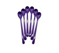 Lot de 6 cuillères multi-usages en plastique - 18 cm - Pour yaourt - Cuillères à glace - Réutilisables - Violet