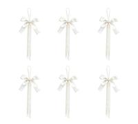 Lot de 6 décoratifs réutilisables pour sapin de Noël, 10,2 x 15,2 cm | Crochet de porte, couronne de porche, rebord de fenêtre, noeuds de noël, accents de perles pour branche